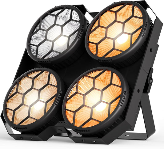 Stage Lights, 4X100W COB Spotlight LED Par Can Retro Lights, 2 in 1 Cool White & Warm White DMX512 Sound Activated Blinder Uplights for Events Parties Wedding Church Concert Studio Show Dance - 1Pack
