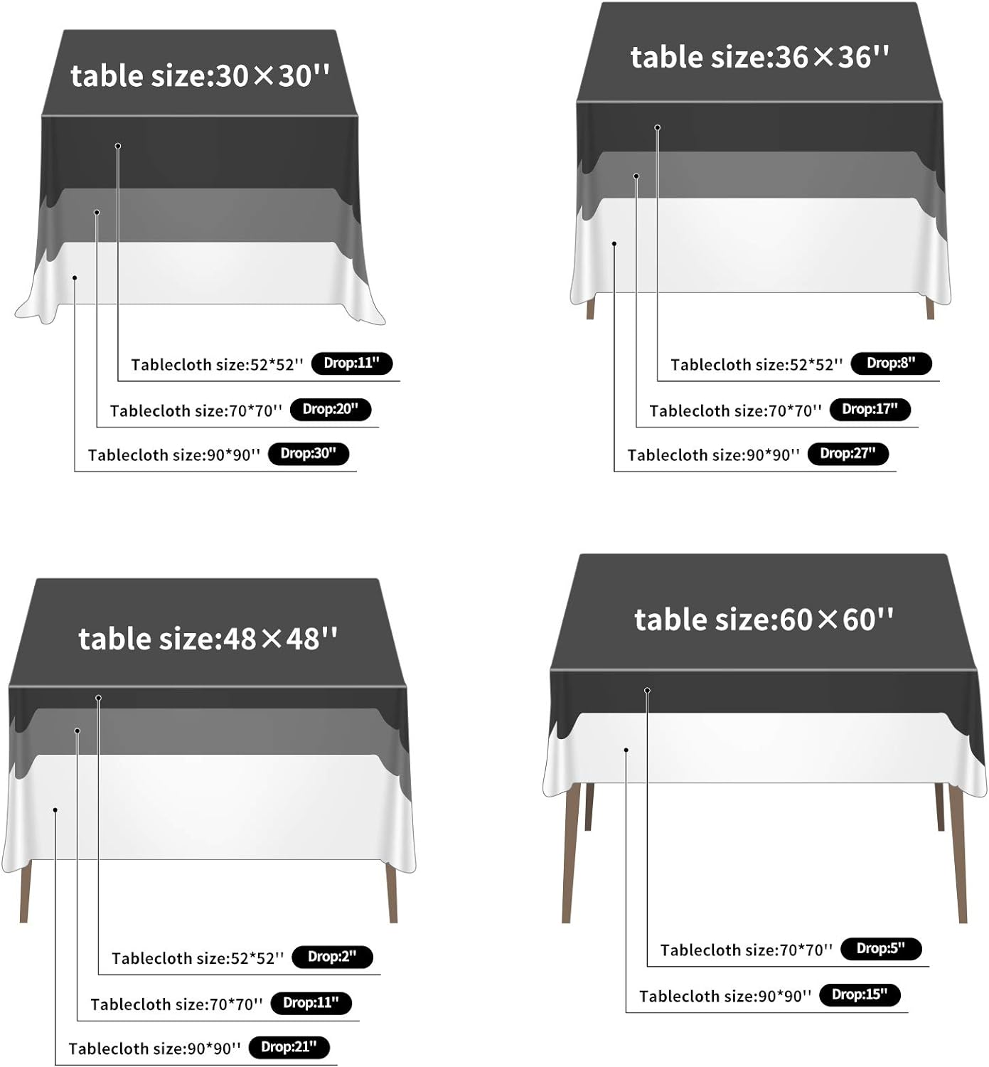 Ascoza 2pack 70x70 Inch Ivory Square in Polyester Fabric Tablecloth for Wedding,Banquet,Restaurant and Parties