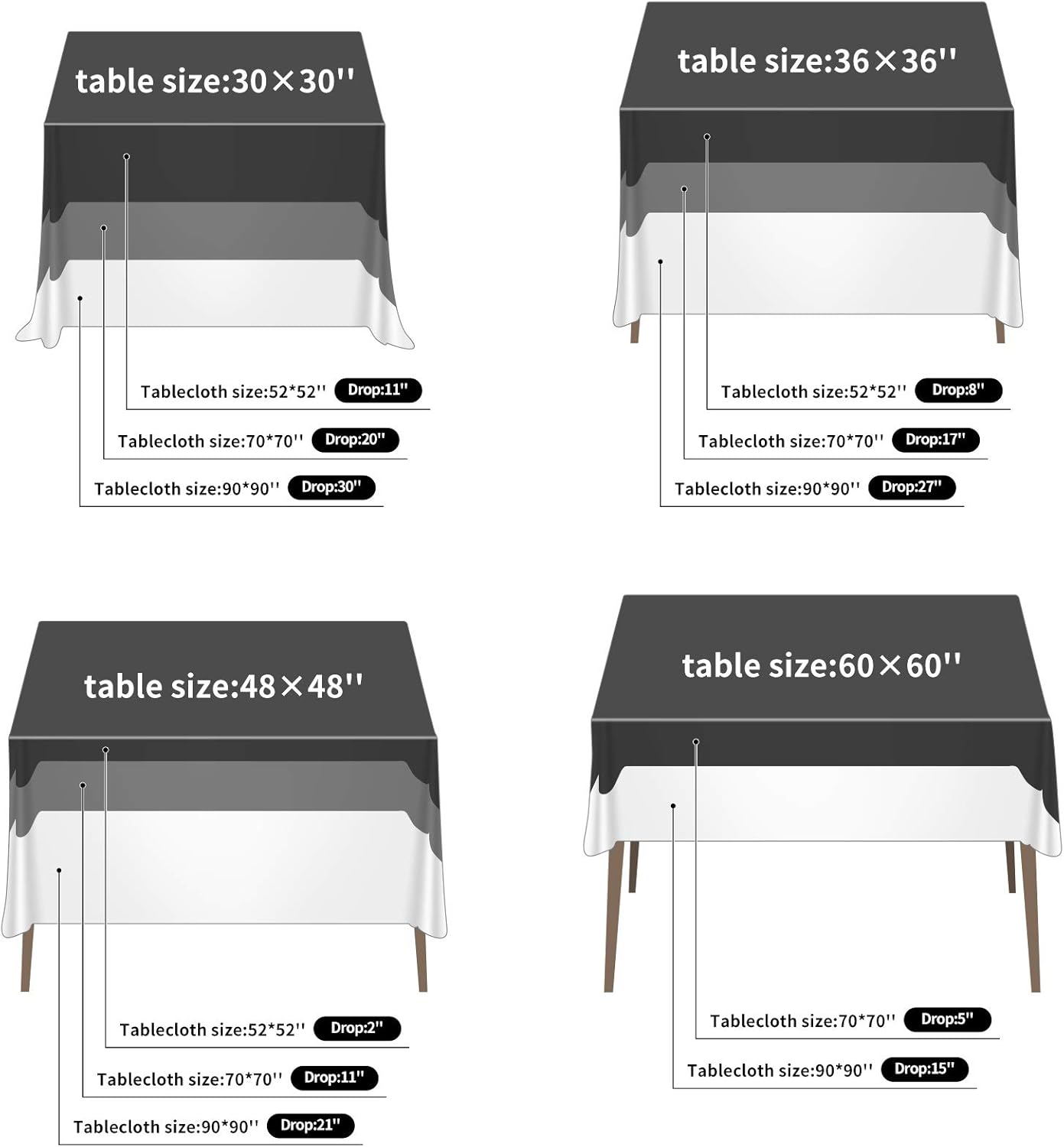 Cupuamon Square Tablecloth 52x52 inch Washable Polyester Fabric Table Cloth for Wedding Party Dining Banquet Decoration（52x52,Hunter）