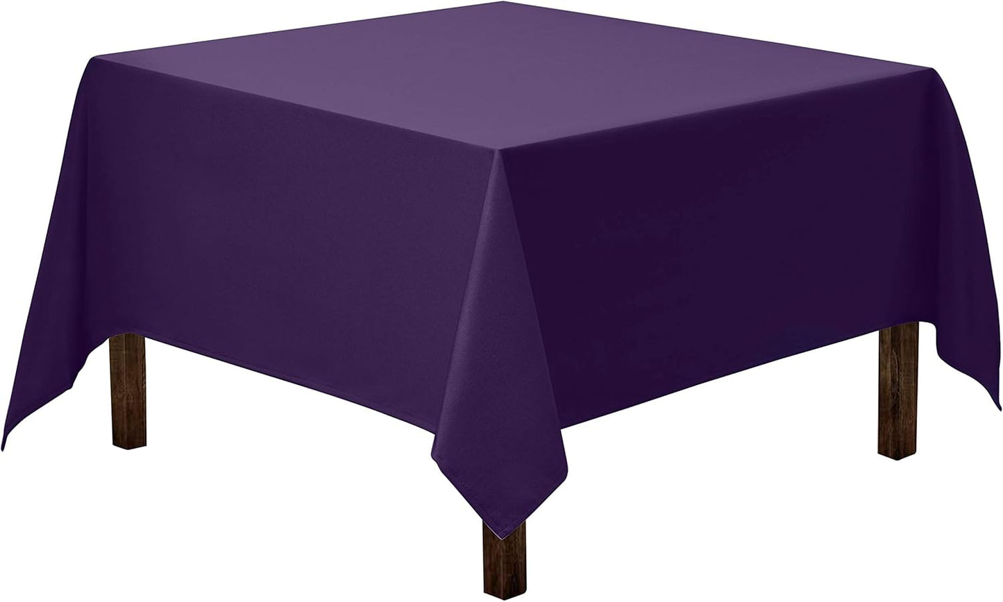 Gee Di Moda Square Tablecloth - 85 x 85 Inch Purple Table Cloth for Large Square or Round Tables - Heavy Duty Washable Fabric - for Buffet Table, Holiday Party, Dinner, Wedding & Baby Shower