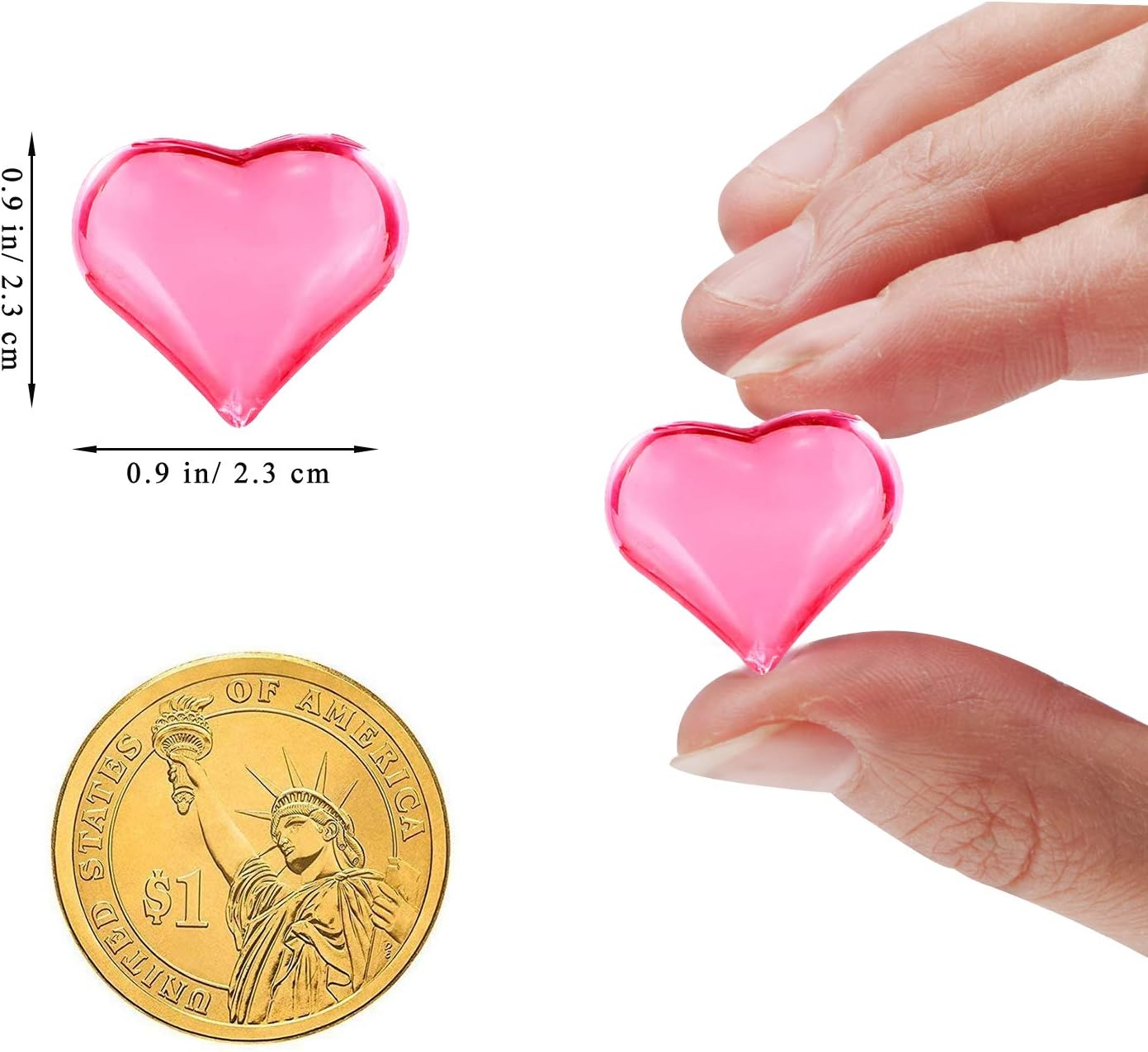 Fangoo 110 Pieces Pink Acrylic Heart Flat Back Heart Gems for Valentine's Day Decorations, Vase Filler, Table Scatter Decoration, Wedding Decorations,Home Decorations(Pink, 8OZ)