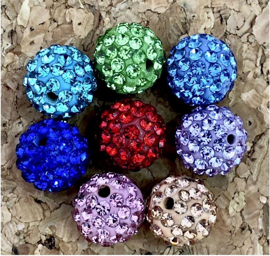 50pcs Adabele Grade A Suncatcher Crystal Rhinestone Pave Loose Beads 12mm Sapphire Blue Polymer Clay Disco Ball Spacers Compatible with Shamballa All Craft Jewelry Making DB12-13