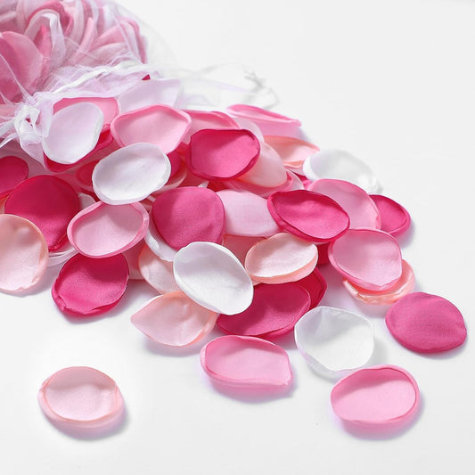 Serwalin 300Pcs Silk Rose Petals Fuschia Flower Petals for Wedding Petals Flower Girl Petals for Christmas Aisle Flower Girl Basket Runner Bridal Shower Table Decor (4 Color Mixes)