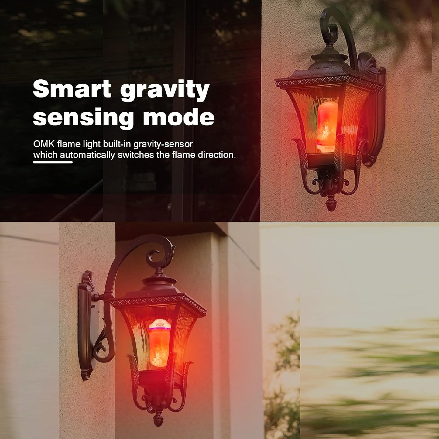 OMK - Christmas Decor LED Flame Effect Light Bulbs - Upgraded 4 Modes Fire Simulated Lamps - Holiday/Christmas Gifts/Party/Indoor/Outdoor Decoration Lights(Red 2)