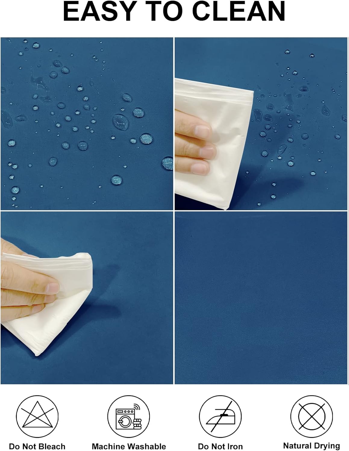 Fokitut 2 Pack Waterproof Round Tablecloth, 90 Inch, Stain Resistant and Wrinkle Polyester Table Cloth, Fabric Table Cover for Kitchen Dining, Wedding, Party, Holiday Dinner-Mediterranean Blue