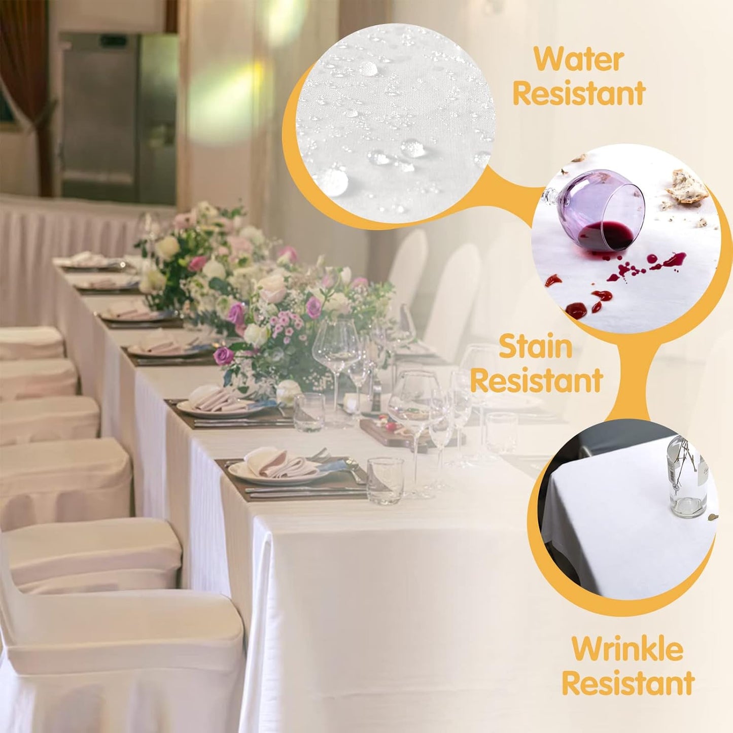 BRILLMAX 8 Pack White Tablecloths 70 x 120 Inch for 6ft or 8ft Rectangle Tables - Rectangular Bulk Linen Polyester Fabric Washable Cloth Cover for Wedding Reception Banquet Birthday Party