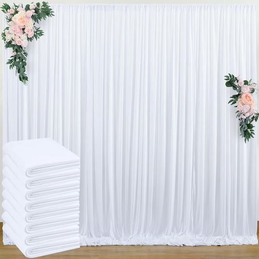 40 ft x 8 ft White Backdrop Curtain Drapes for Wedding Parties, 8 Panels 5 ft x 8 ft Wrinkle Free Polyester Photo Backdrop Drapes for Birthday Party Baby Shower Backdrop Stand
