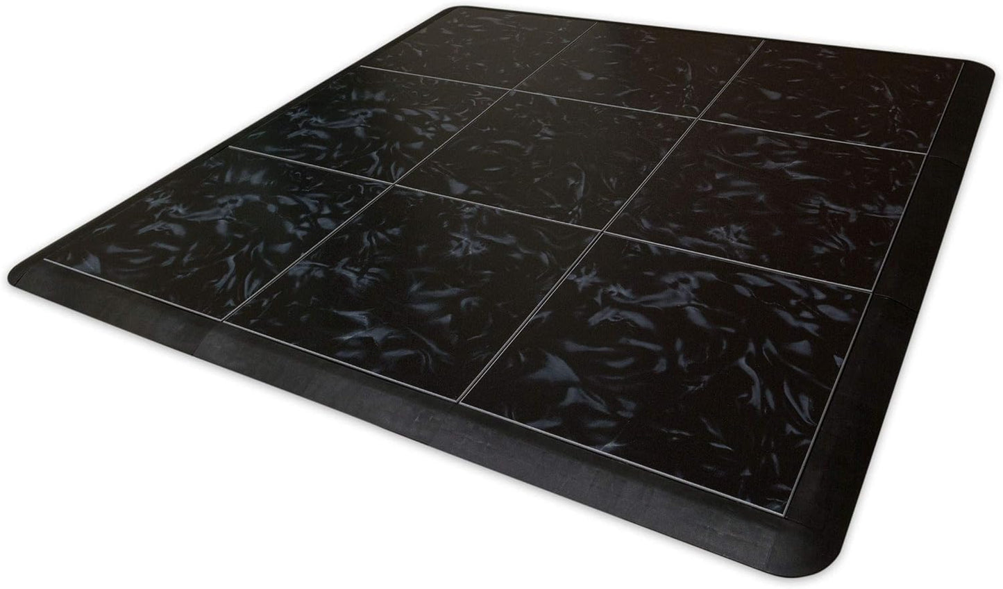 Big Floors 3X3LUXBLAKFLOOR Modular Interlocking Lightweight Plastic Dance Floor Kit (3' x 3'), Luxury Black, 21 Piece