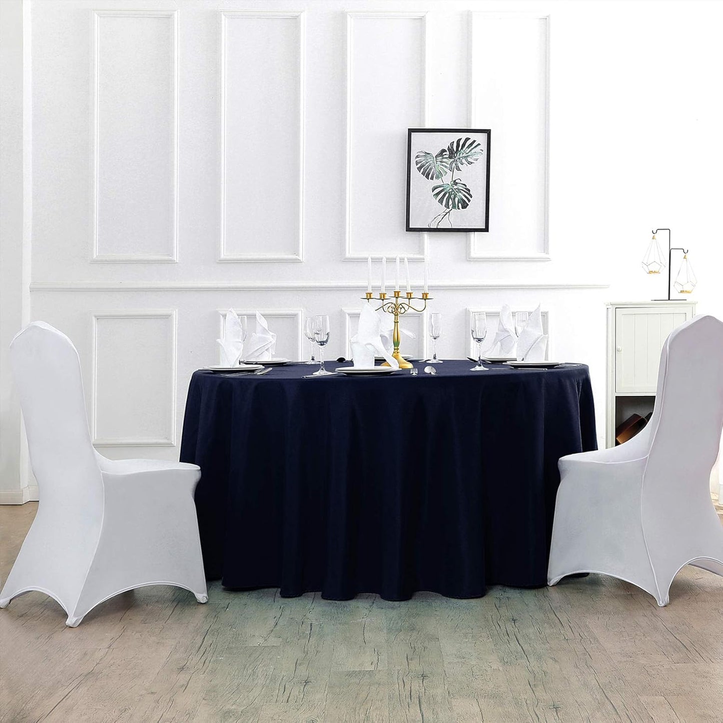 120 inch Round Tablecloth Washable Polyester Table Cloth Decorative Table Cover for Wedding Party Dining Banquet（120 inch,Navy）
