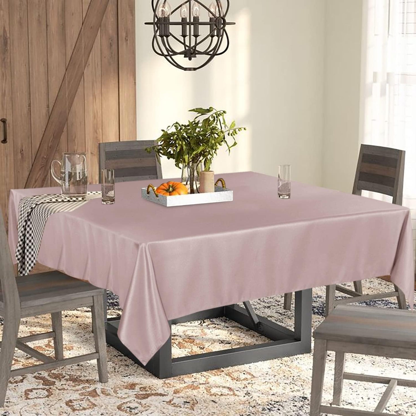 Fitable Rectangle Tablecloth Stain and Wrinkle Resistant Washable Polyester Table Cloth for Buffet Parties and Camping (54x108 inch, Blush)