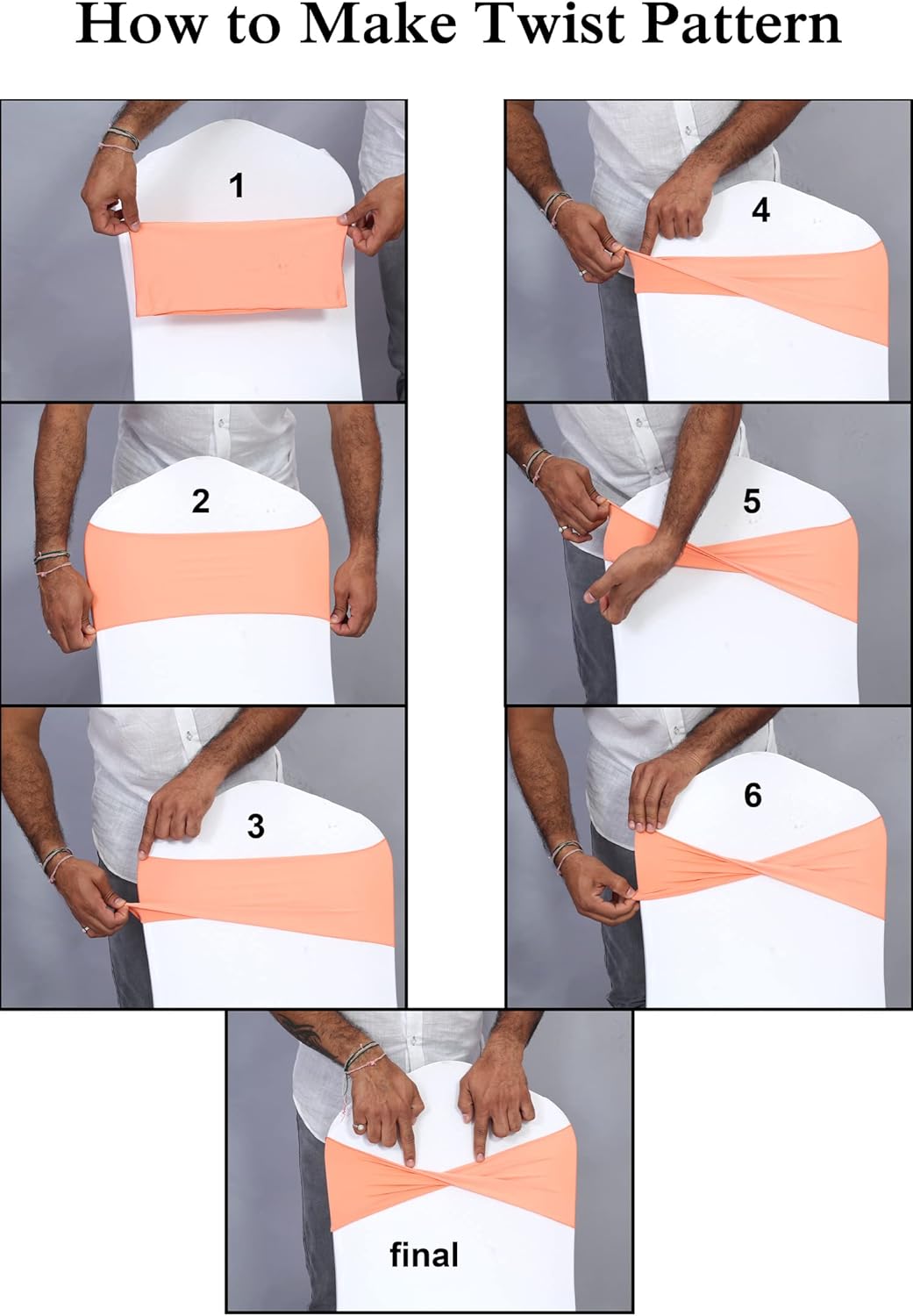 VDS Pack of 50 PCS | Dusty Rose | Spandex Chair Sashes Bows Without Buckle | Stretch Elastic Banquet Universal Folding Chair Band Tie with for Wedding Party Conference Celebration Event Decoration