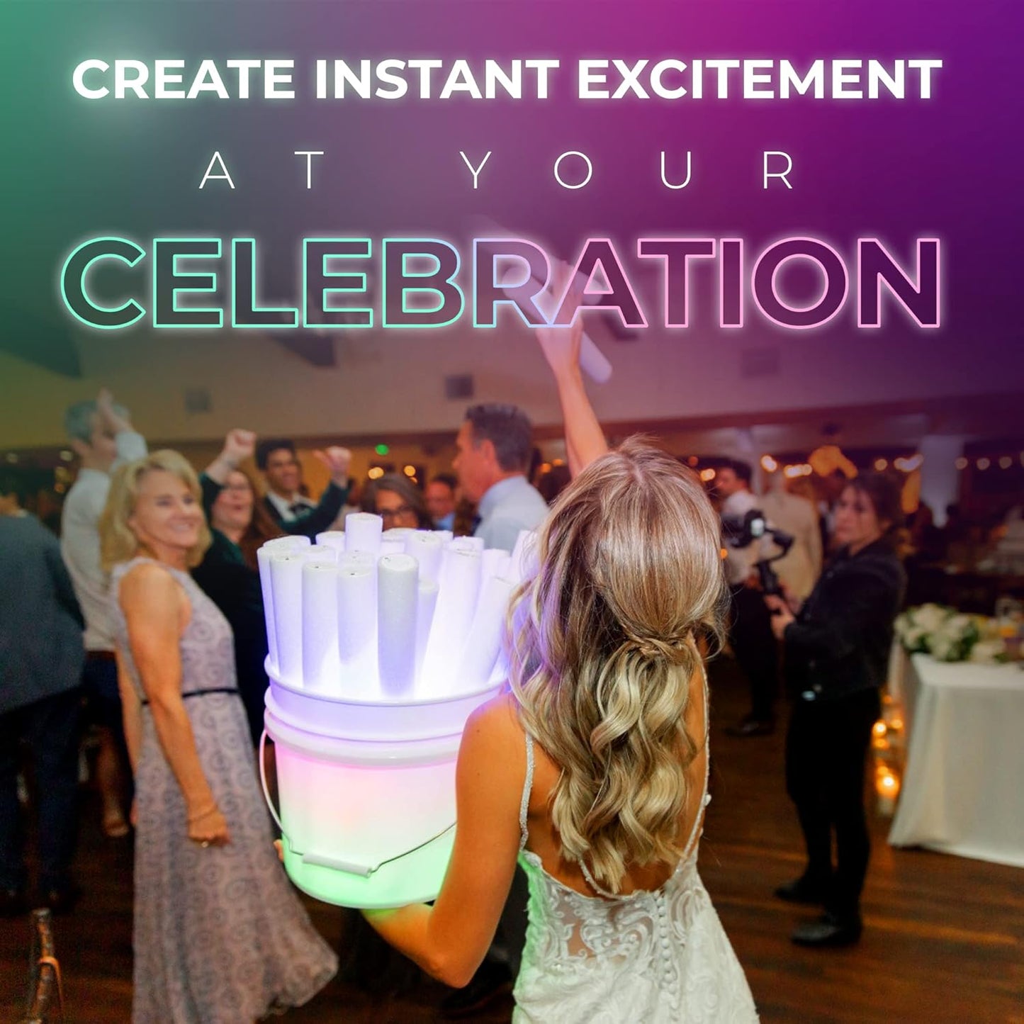 Foam Glow Sticks Bulk - 100 Red Foam Light Up Sticks and LED Foam Sticks - 100 Reusable 16" Light Up Foam Sticks Red Foam Glow Sticks for Wedding, Parties, and Dancing