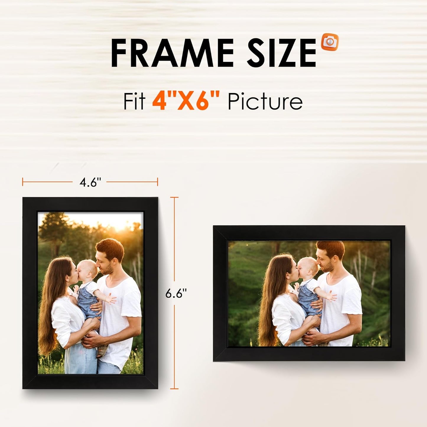 FIXSMITH 4x6 Picture Frame Set of 2, 4x6 Photo Frames with HD Plexiglass for Wall Hanging or Tabletop Display, Black