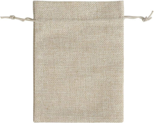 Lucky Monet 25/50/100PCS Burlap Gift Bags Wedding Hessian Jute Bags Linen Jewelry Pouches with Drawstring for Birthday, Party, Wedding Favors, Present, Art and DIY Craft (25Pcs, Cream, 5” x 7”)