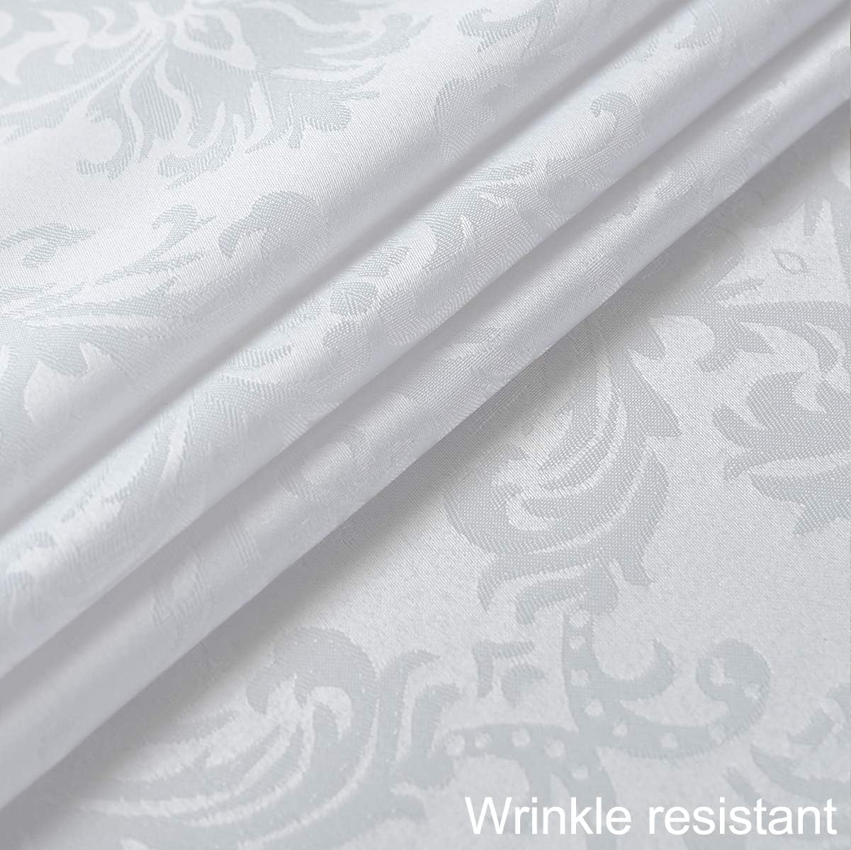 White Jacquard Square Napkin, Damask Wrinkle Resistant Soft Polyester Napkins, Fabric Cloth Dinner Napkins for Daily, Wedding, Birthday, Anniversary, Holiday, Parties, Set of 4 (White, 20X20" Napkin)
