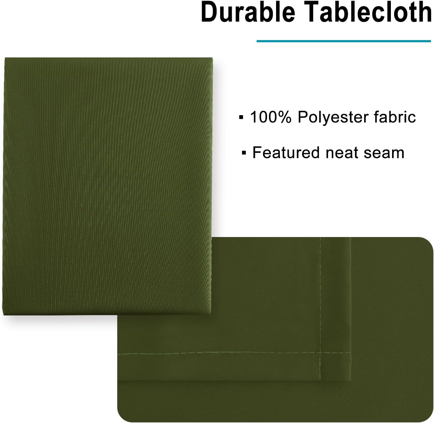 Hiasan Olive Green Rectangle Tablecloth - Waterproof and Spillproof Washable Fabric Table Cloth for Dining Room Kitchen Party and Outdoor, 60 x 84 Inch