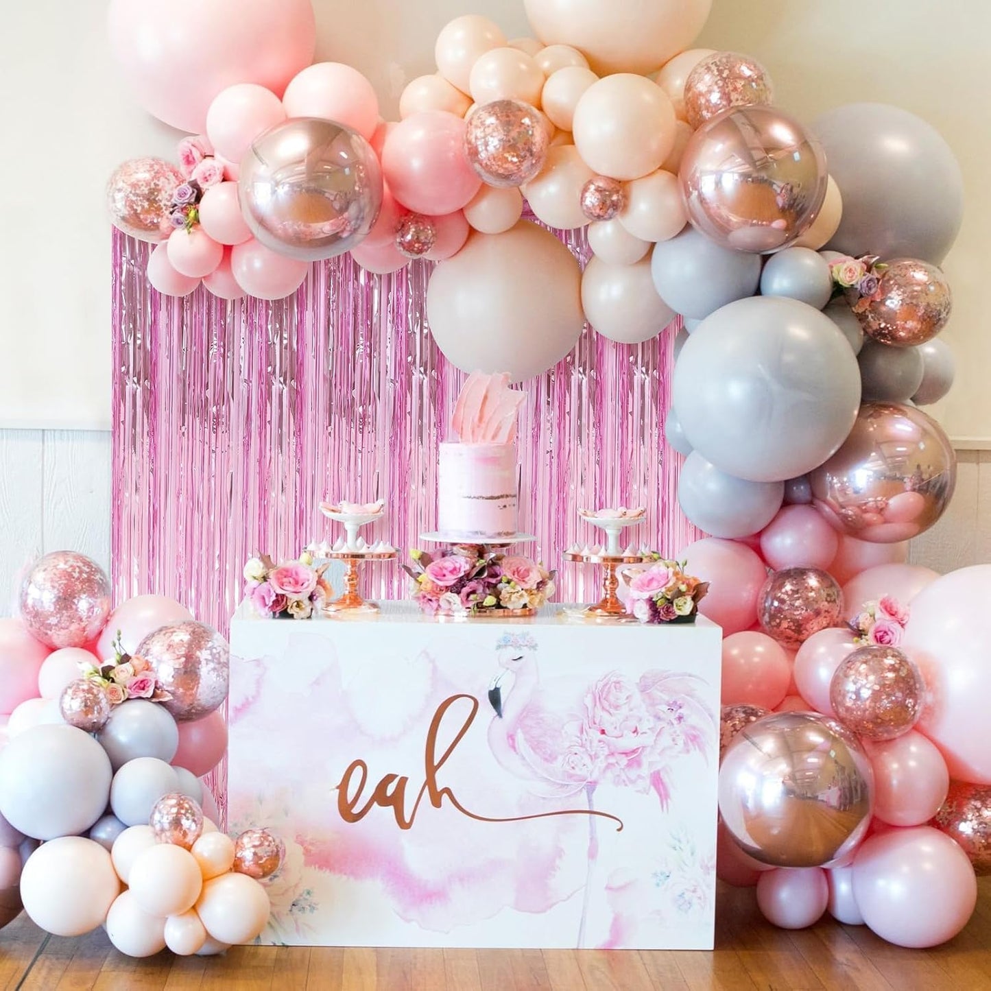 6 Pack Pink Foil Fringe Curtains Streamers Party Decorations 3.3 x 8.2 ft, Pink Tinsel Curtain Fringe Backdrop for Parties, Door Fringe Birthday Streamers, Barbie Backdrop Birthday Party Decorations