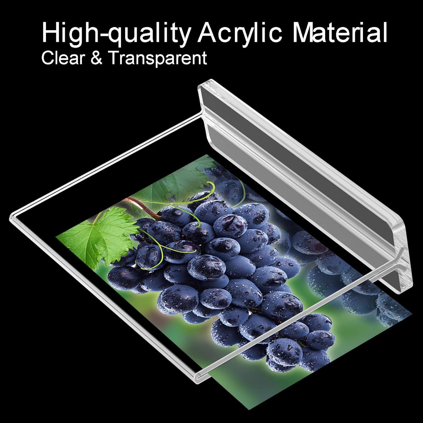 BlueValley Acrylic Sign Holder 7x5 - Double Sided Sign Stand Clear Paper Display Holder for Menu, Flyer, Document or Picture | Desktop Plastic Frame for Office, Store, Restaurant, Show Fair - 6 Pack