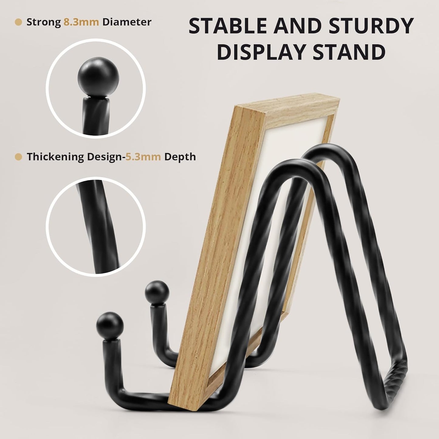 Picture Stands for Display 3 Pack 3 Inch Plate Stands for Display - Black Metal Decorative Plate Stand, Plate Holder Display Stand, Picture Frame Stand, Plate Display Stands for Picture Stand