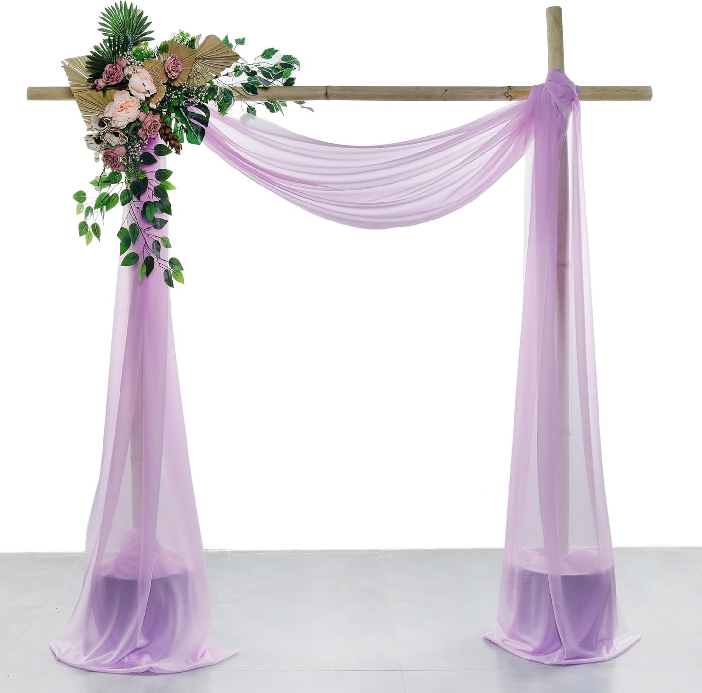 VDS Pack of 4 Panel (30 Inch X 20 Feet) Wedding Arch Draping Fabric Sheer Chiffon Fabric Drapery for Wedding Ceremony Reception Swag Backdrop Canopy Chuppah ARBO Altars Decoration (Orchid)