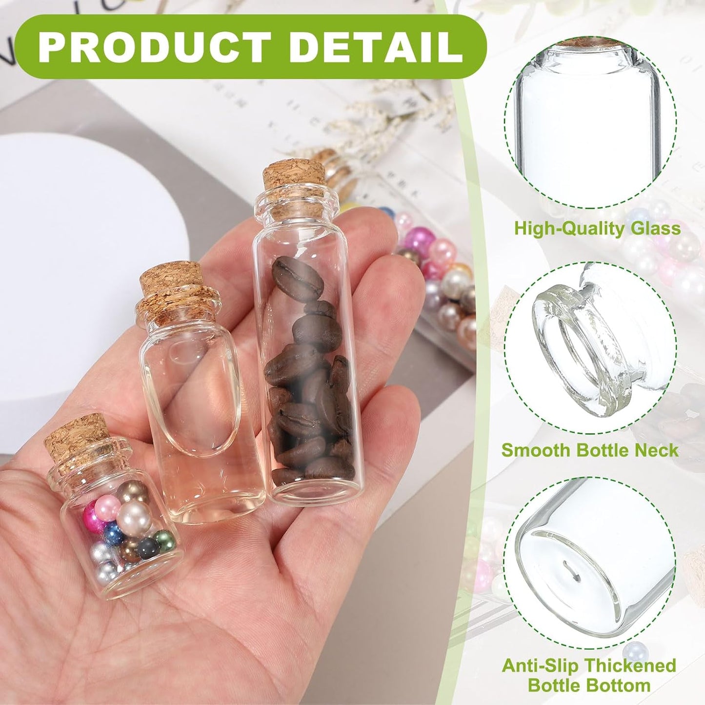 uxcell 10Pcs Mini Glass Bottles with Cork Stoppers, 8ml Small Clear Bottles Glass Empty Jars Vials for DIY Crafts Party Wedding Decor Favors