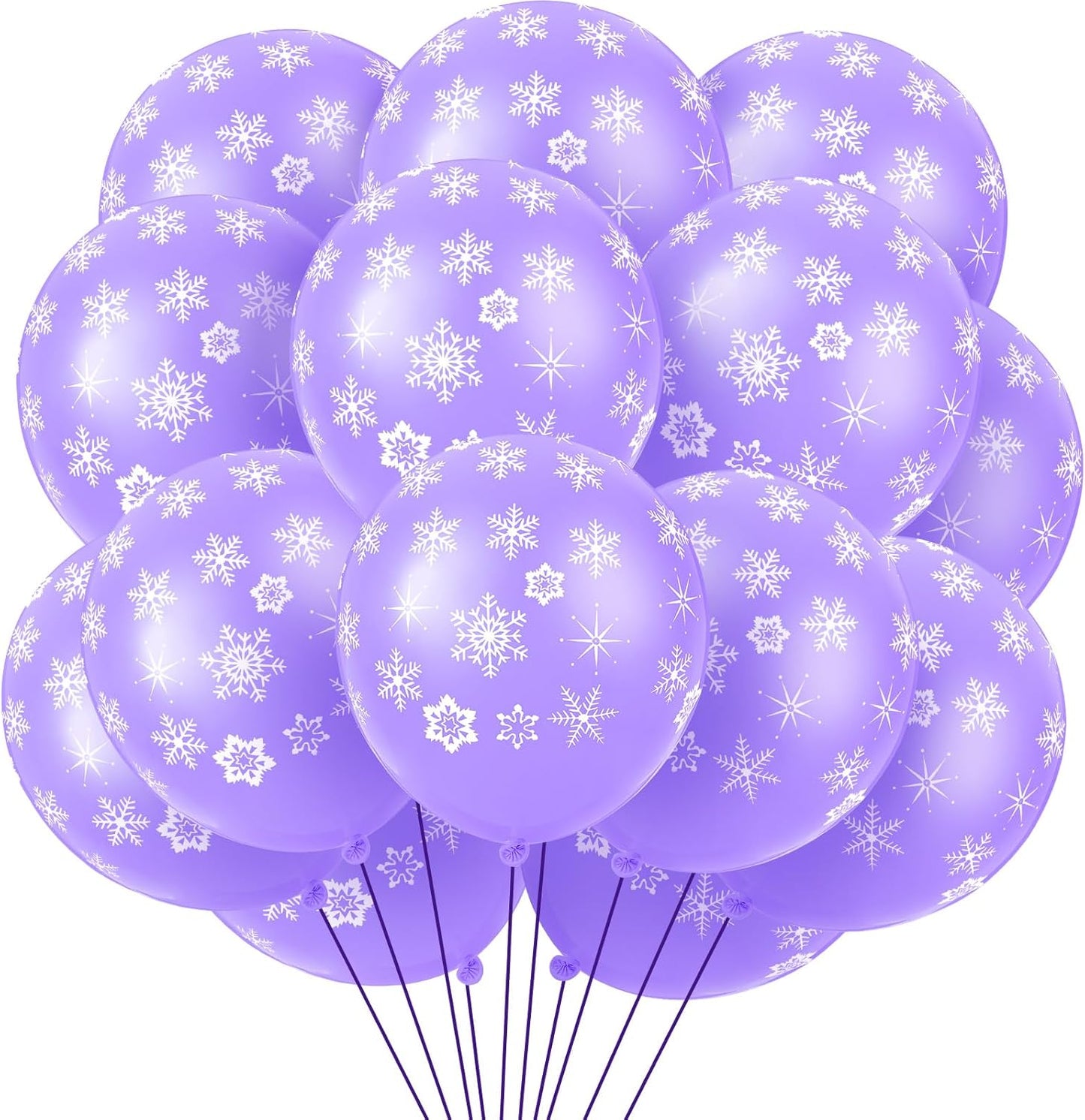 Skylety 40 Pieces Snowflake Balloons Bulk Winter Transparent Snowflake Latex Balloons for Christmas Birthday Wedding Party Decorations(Macaron Purple)