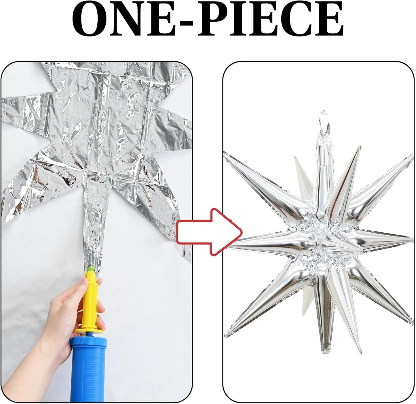 Black Red Silver Star Balloons 12pcs, 27/22 Foil Inch Star Explosion Balloons, Large Spike Mylar Cone Balloon, Fireworks Shape Balloon Decor for New Year Casino Night Racing Car Theme Prom