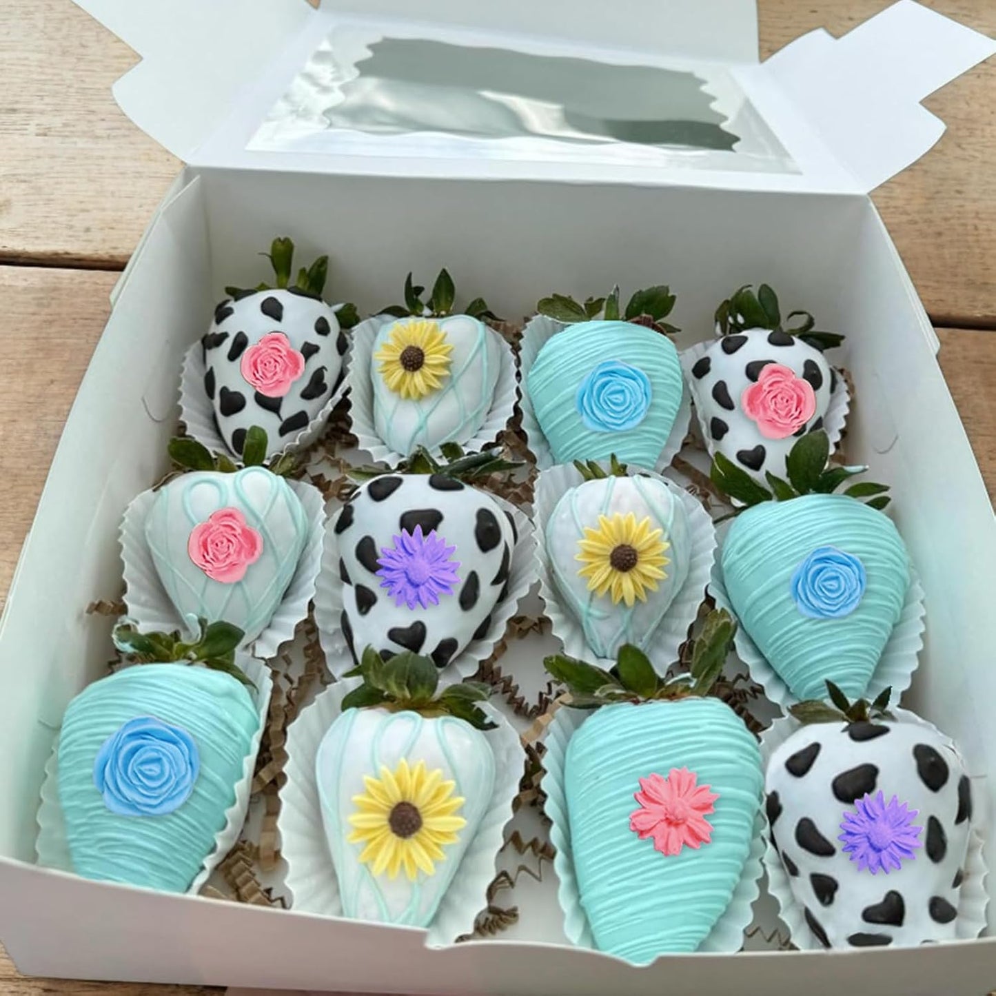 4 Pcs Flower Silicone Molds, Fondant Cake Flower Mold Silicone Daisy Rose Clay Mold Polymer Clay Molds for Cupcake DIY Crafts Cake Decoration