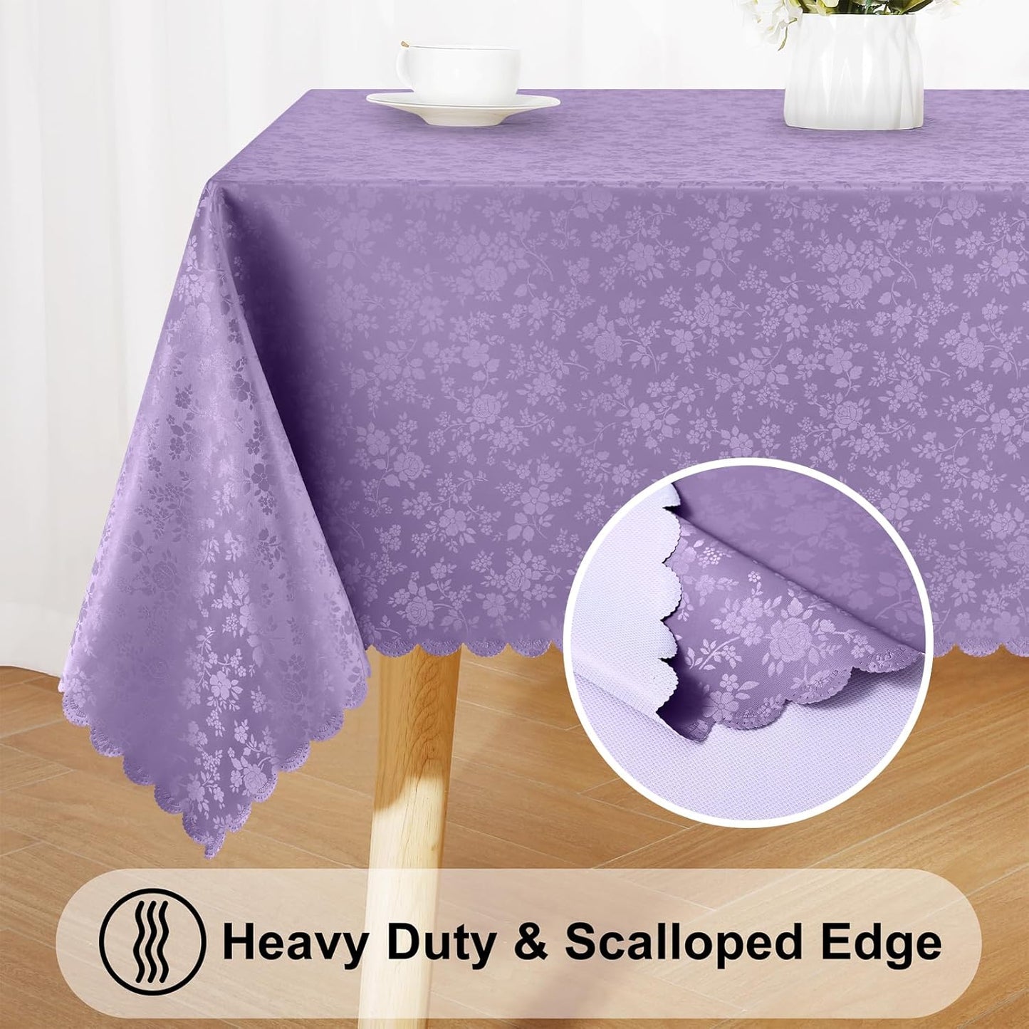 Smiry Rectangle Table Cloth, Waterproof Heavy Duty Vinyl Tablecloths, Wipeable Washable Table Cover for Kitchen and Dining Room (Purple, 60" X 102")