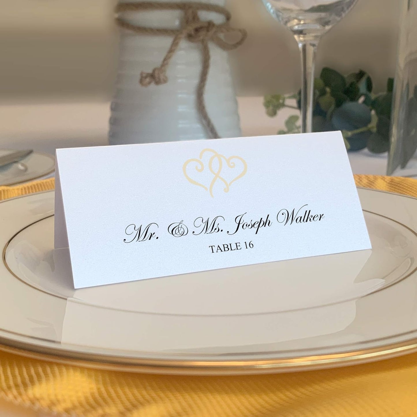 Linked Hearts Place Cards, Ivory (Choose Color), Set of 150, Pre-cut and Scored - Wedding, Party, Dinner, and Special Events - Made in the USA