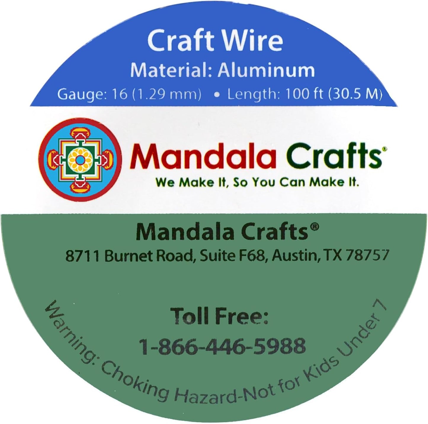 Mandala Crafts 16 Gauge Anodized Aluminum Craft Wire for Jewelry Making - 100 FT Colored Flexible Gray Wire - Bendable for Bonsai Armature Crafting Sculpting