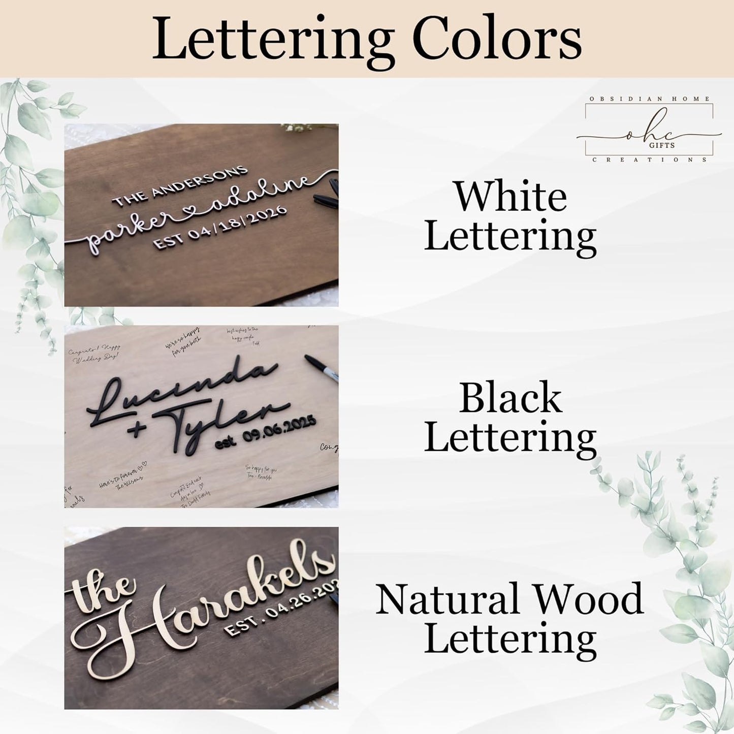Personalized Last Name Guest Book, Unique Guest Book Sign, Custom Alternative Guest Book, Wooden Guest Book, Wedding Ceremony Guestbook Sign (Design 10)