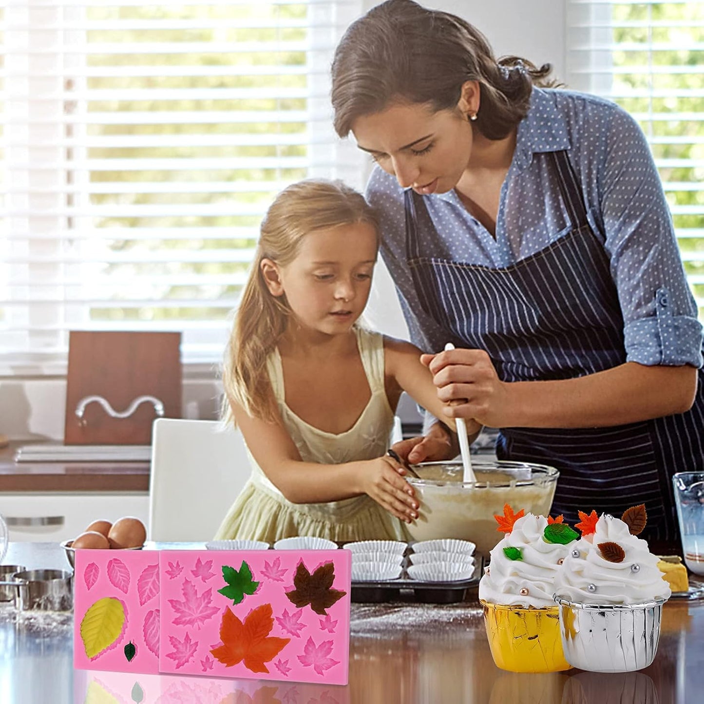 Actvty Silicone Maple Leaf Mold for Fondant, Cupcake Topper, Chocolate Candy, Sugar Craft Cake Decoration, Resin Mold for Fall Harvest Thanksgiving Halloween DIY Decor