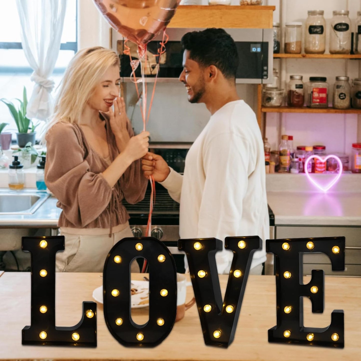 Led Marquee Letters, 8.58 Inch Black Light Up Letters, Small Led Letter Lights, Battery Powered Lighted Letterfor Table, Party, Birthday, Christmas Decor (Black, Letter K)