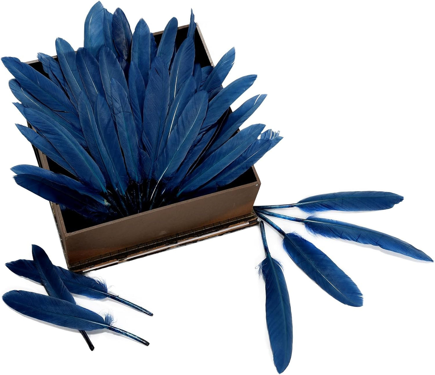 FeelfunFeather 120pcs Navy Blue Goose Cochettes Feather Natural Bulk 4-6 inch 10-15cm for Wedding Party Christmas Decorations DIY Crafts Goose Cochettes Feather