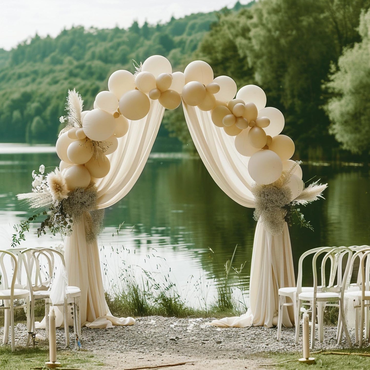 Wokceer Wedding Arch Draping Fabric 28.7" x 20FT Champagne Drapes Sheer Fabric Backdrop Arch Draping Fabrics for Wedding Ceremony Birthday Party Bridal Shower Decoration