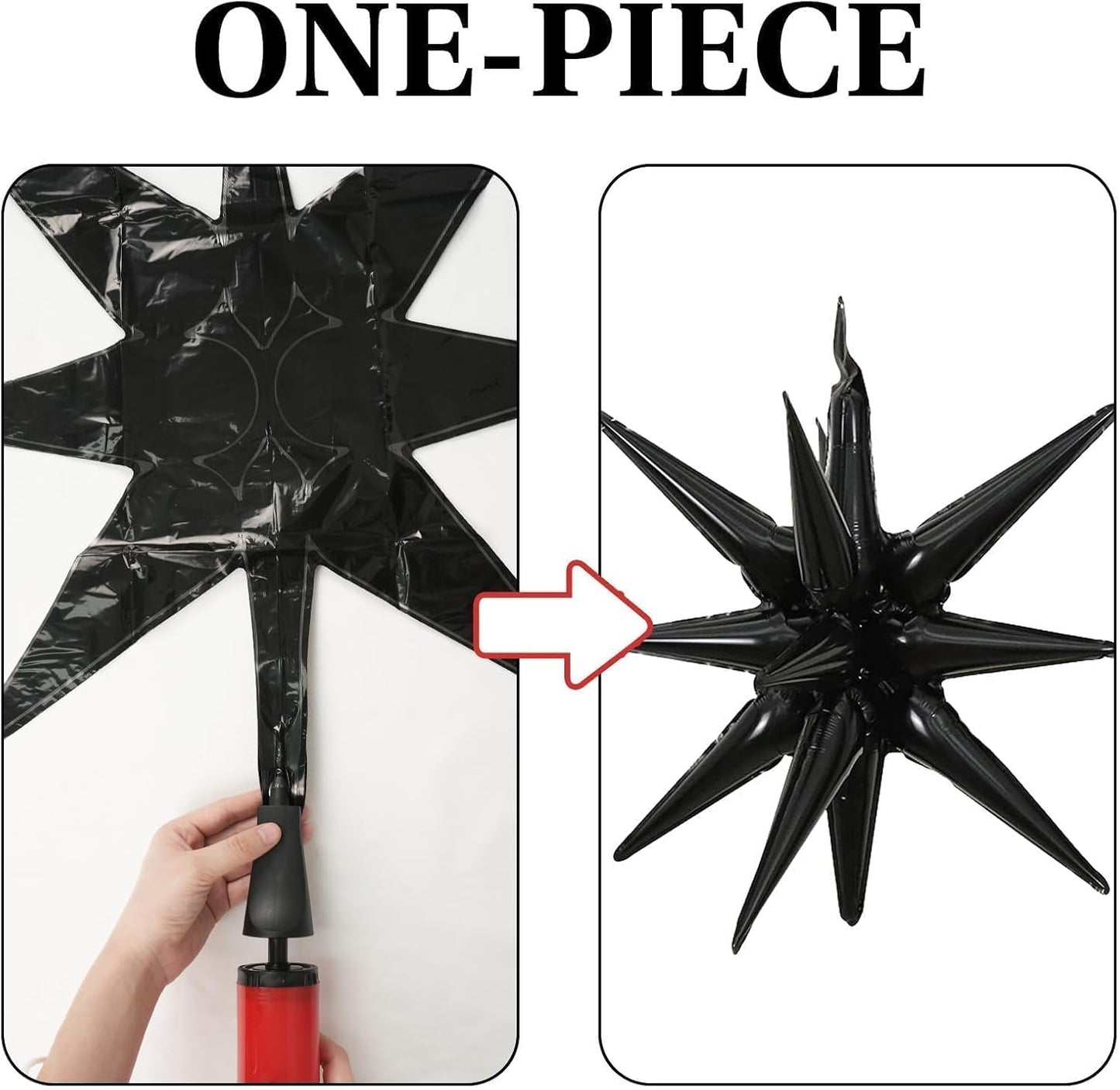 Black Orange Star Balloons 12pcs, 27/22 Inch Foil Star Explosion Balloons, Large Spike Mylar Cone Balloon, Fireworks Shape Balloon Decor for Graduation Birthday Halloween Backdrop