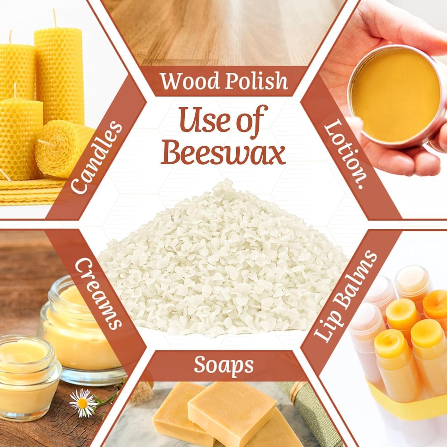 5-lb Pure White Beeswax pellets - for Candles in All Shapes and Sizes, Beeswax Balm, Lip Balm, soap Making Supplies,Craft Projects DIY (80 oz).