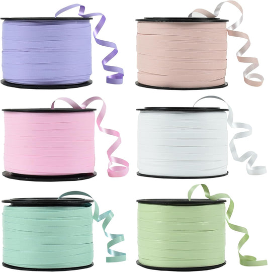 BEISHIDA 6 Assorted Colors Curling Ribbons Balloon String Ribbons - Pastel Colors 6 Rolls for Gift Warppping Birthday Easter Party Decorations