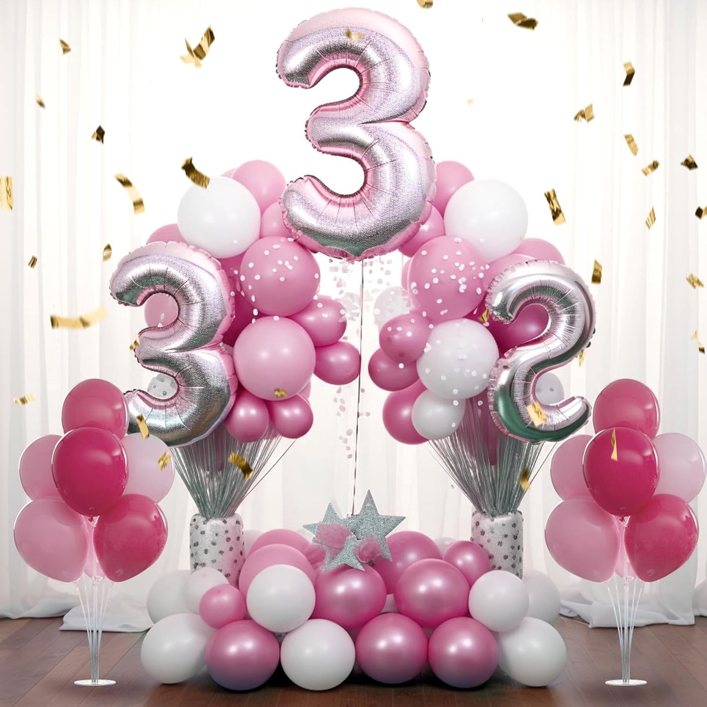 8 Set Balloon Stand Kit - Table Stands With Base, Easy Assembly Sticks, Reusable Holders for Baby Showers, Weddings, Birthdays, Party Decorations