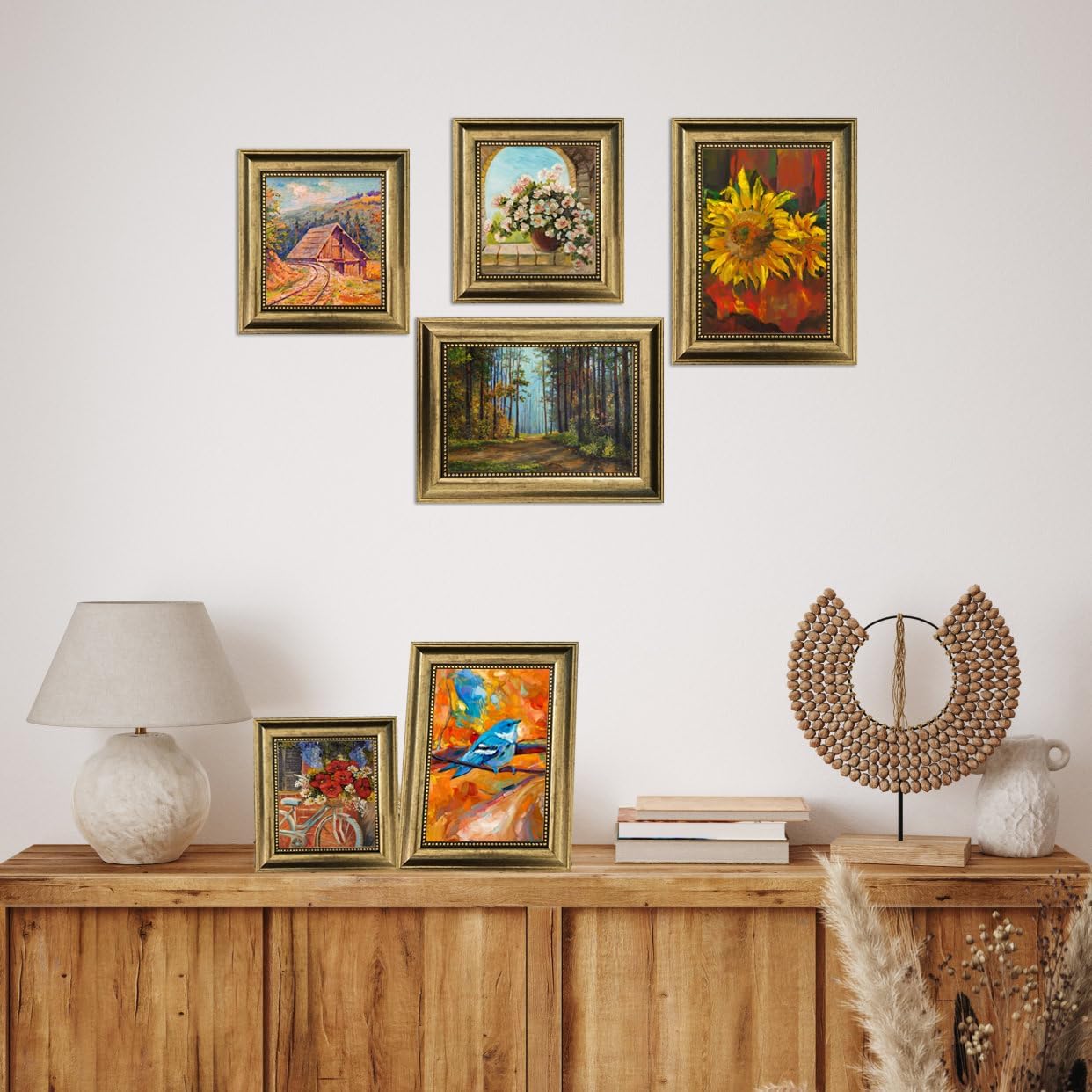 4x6 Picture Frames Set of 4- Rustic Retro Photo Frame with Real Glass Wall Mount and Tabletop Display Family Friends Wedding Gift