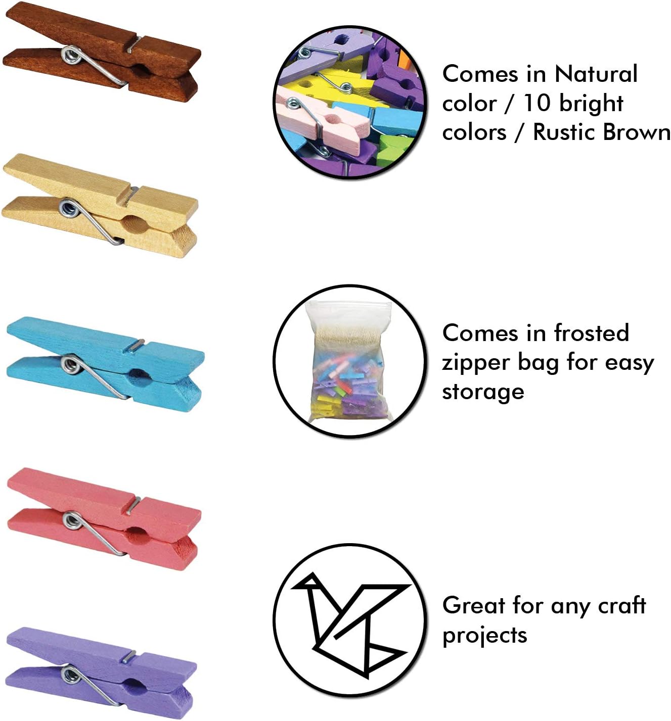 Mini Wooden Clothespins With Jute Twine, 100pcs, 1.4 Inch Photo Paper Peg Pin Craft Clips With 320ft Twine for Scrapbooking, Arts & Crafts, Hanging Photos (Natural Color)