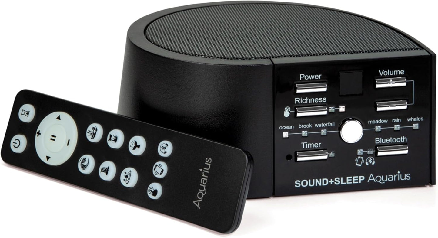 Adaptive Sound Technologies Sound + Sleep Aquarius Aquatic Noise Machine - White Noise Machine - Non-Looping Water Sounds for Sleep & Relaxation - with Timer & Headphone Jack - Black