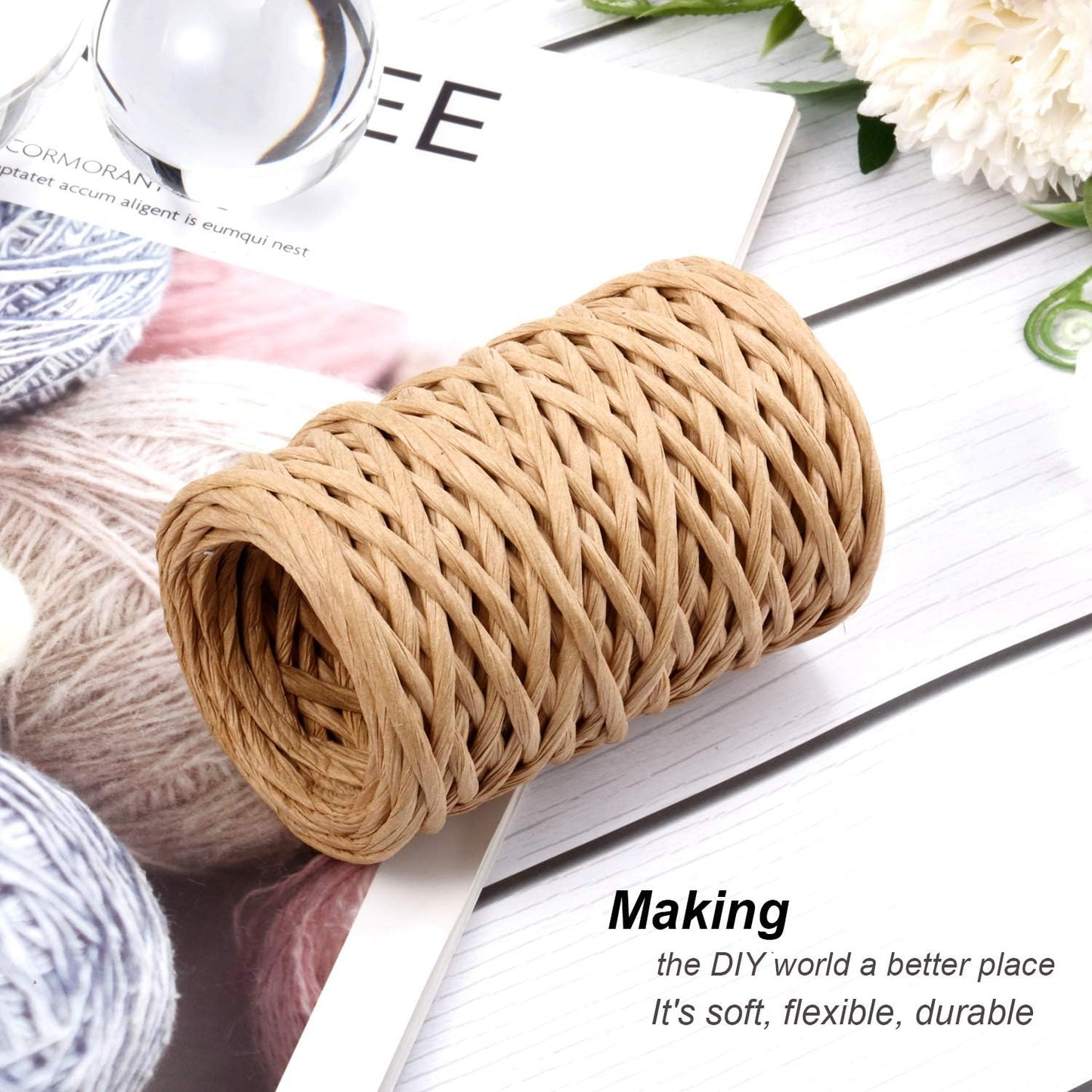 65 Feet Floral Wire Rustic Vine Bind Wire for Craft Wrapping Flower Bouquets(1 Roll,Khaki)