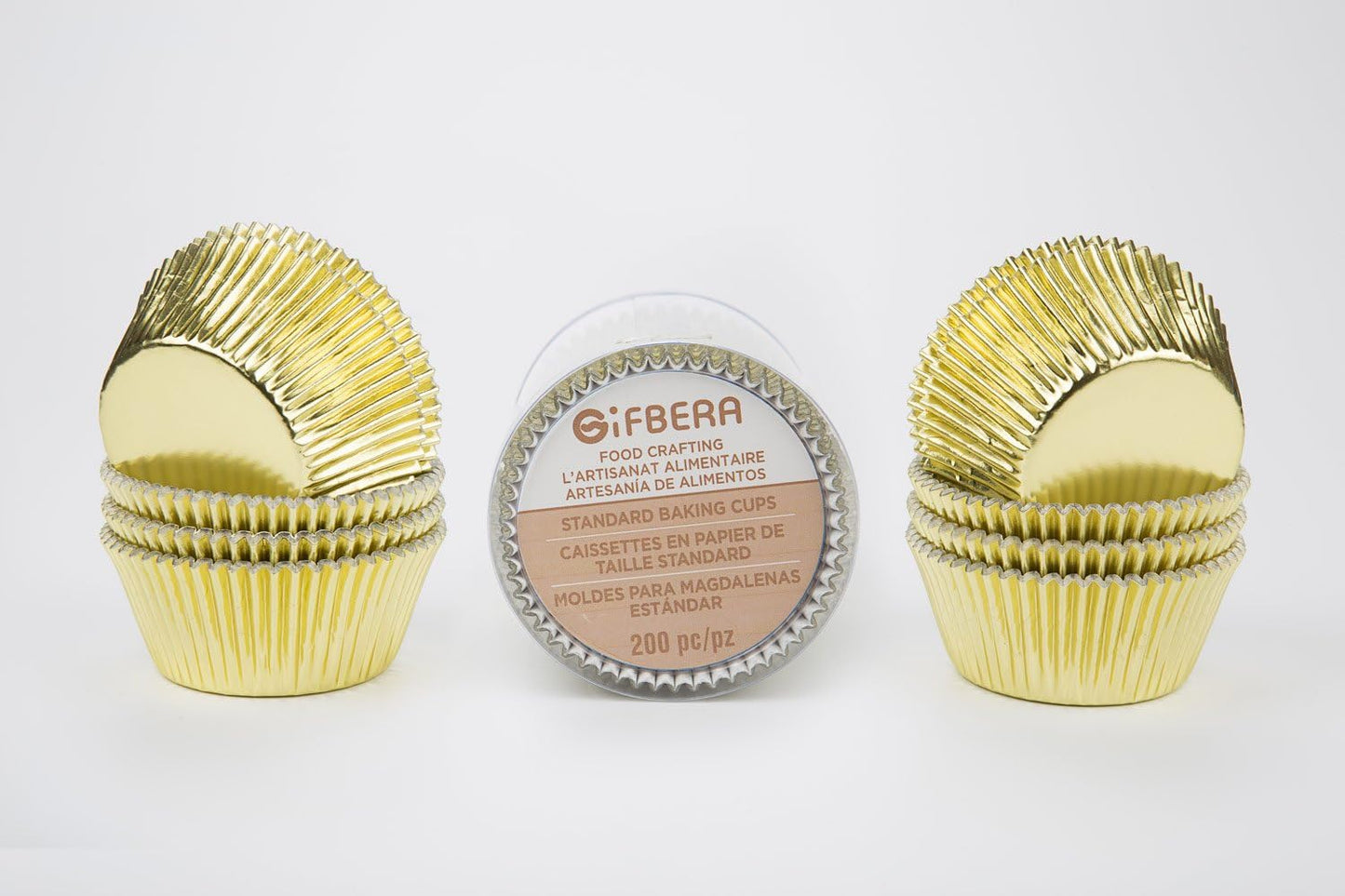 Gifbera Standard Gold Foil Cupcake Liners Wrappers Metallic Baking Cups, 200-Count