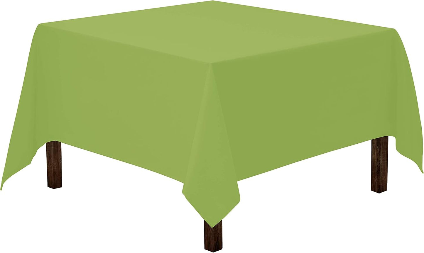 Gee Di Moda Square Tablecloth - 85 x 85 Inch Apple Green Table Cloth for Large Square or Round Tables - Heavy Duty Washable Fabric - for Buffet Table, Holiday Party, Dinner, Wedding & Baby Shower