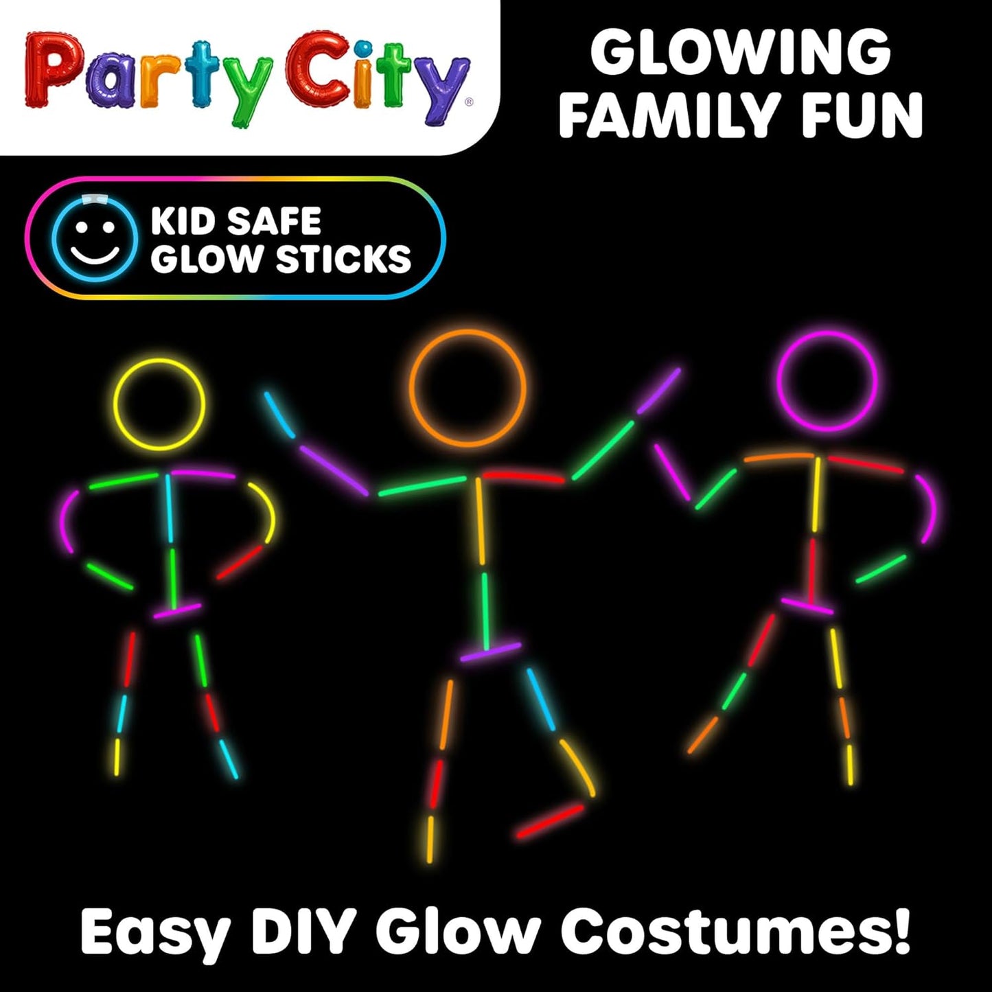 Party City 400 Glow Sticks Bulk Party Pack 8”– Neon Glow in the Dark Party Supplies, Glowsticks with Connectors Bracelets & Necklaces, Light Up Favors for Kids, Adults, Birthdays, Parties, Decorations