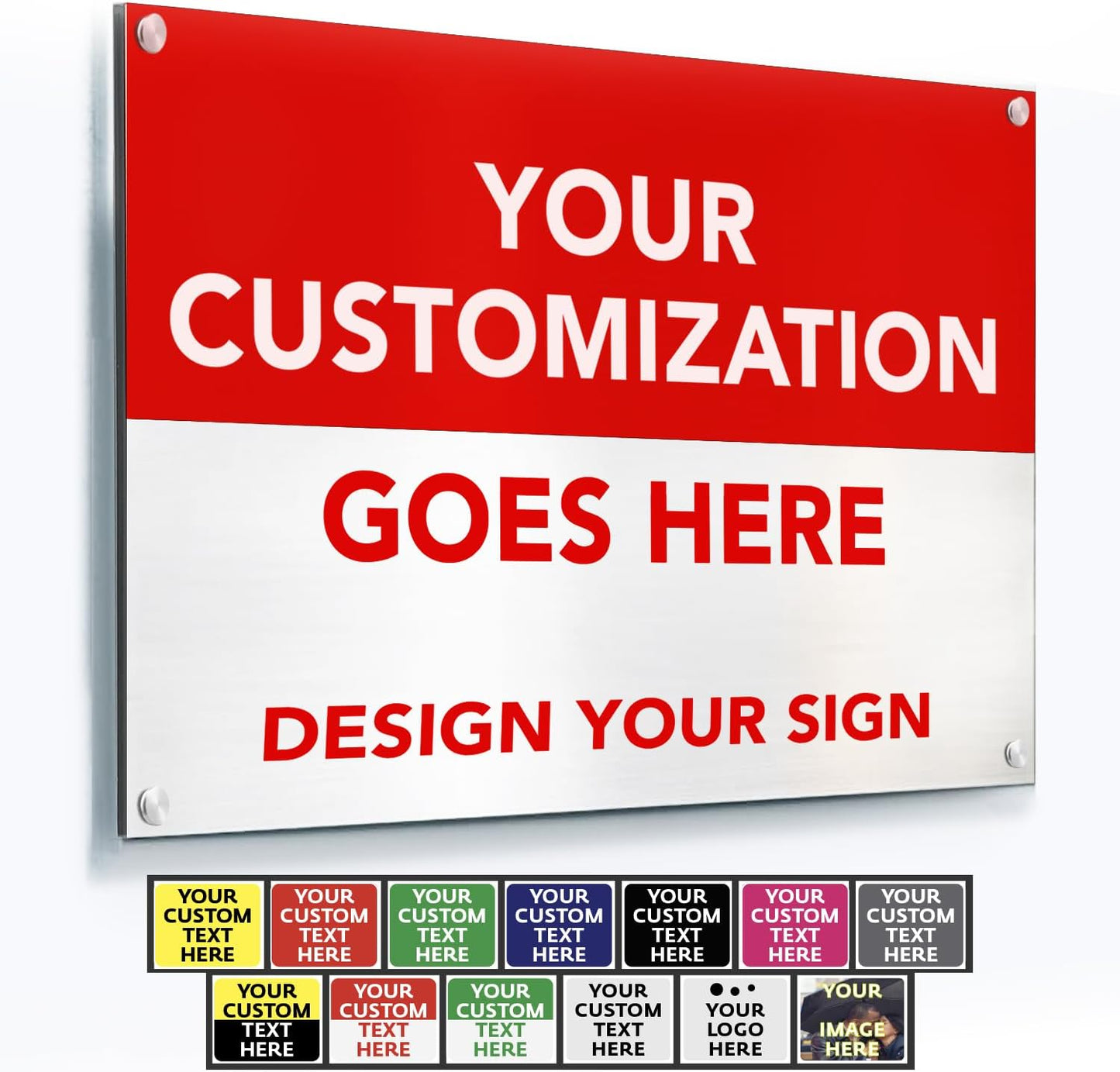 Custom Metal Signs, Personalized Aluminum, Customized Safety, Business Signs, Waterproof Outdoor, White Aluminum (Red & White, 30x24 In)