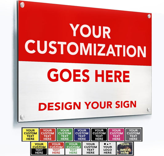 SPEEDYOOKS Custom Outdoor Metal Sign, Personalized Aluminum, Customized Safety, Business, Waterproof - White Aluminum (Red & White, 36x24 In)