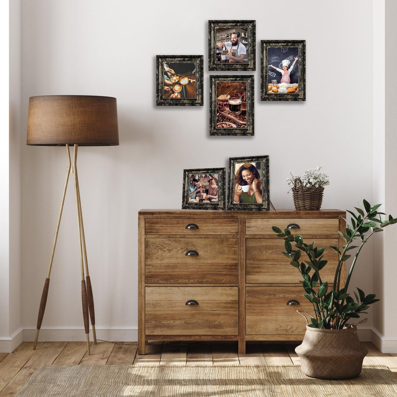 5x7 Picture Frame with Real Glass, 4 set Ornate Vintage Picture Frames for Wall or Tabletop Display, 5 x 7 photo Frame for Wall home best gift